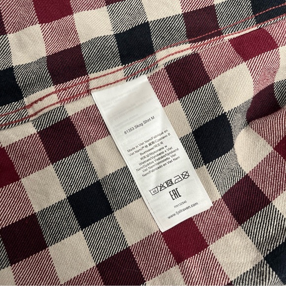 Fjallraven Skog Shirt Mens Flannel Button Front Size XL Slim Fit Dark Garnet-Fog - Picture 10 of 10